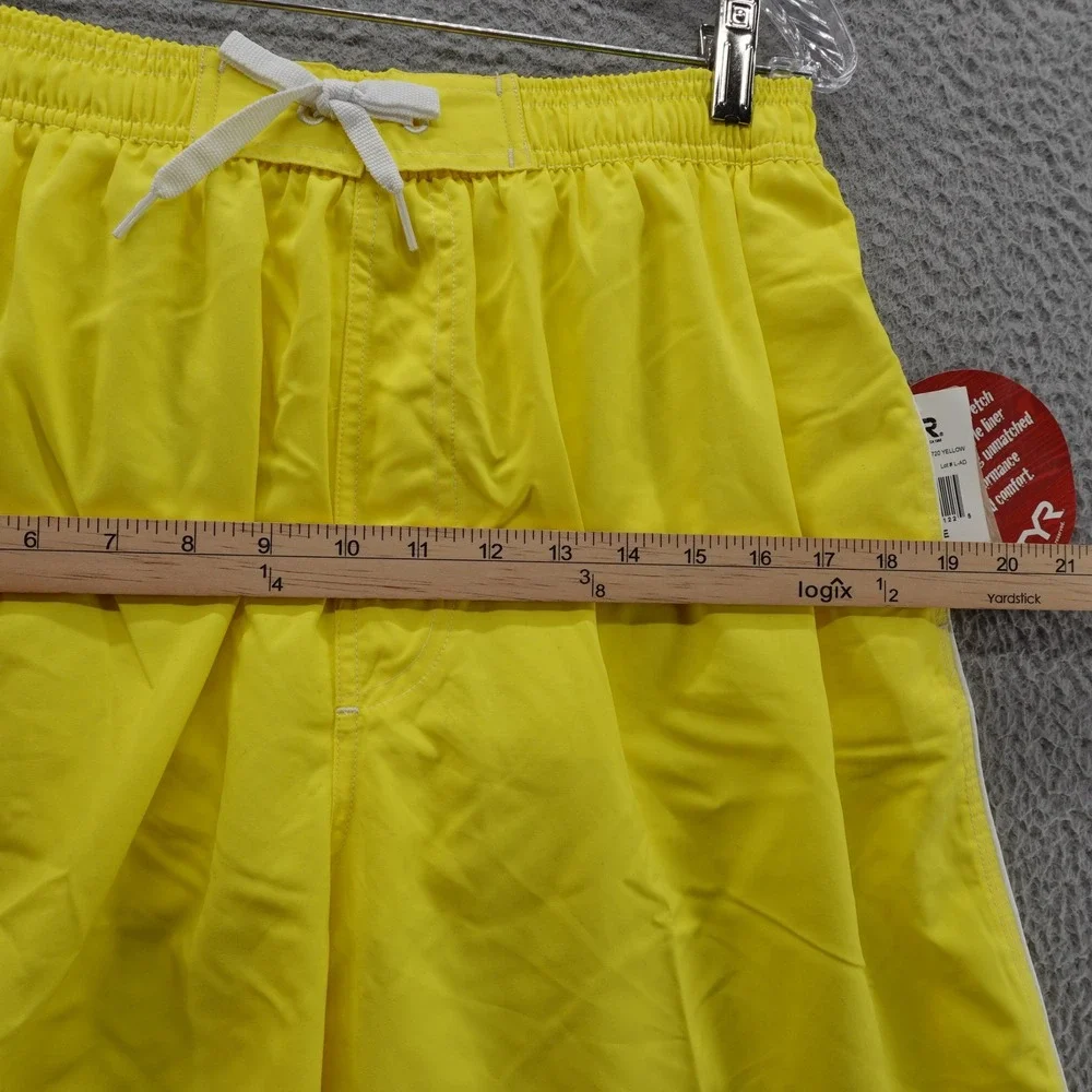 TYR Challenger Swim Trunks Large Yellow Mens Mesh Lined Quick Dry Pockets NWT‎